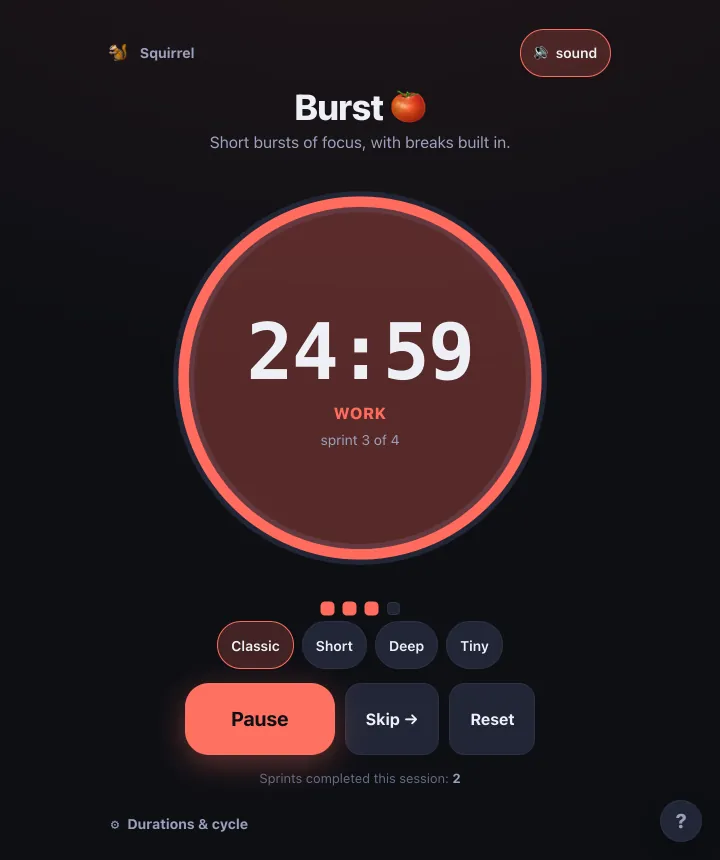 Burst screenshot
