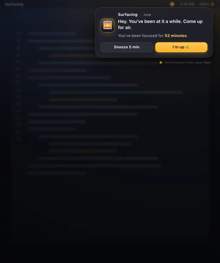 Surfacing screenshot
