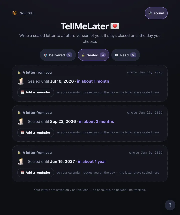 TellMeLater screenshot
